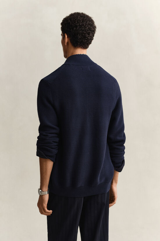 Cardigan zipp&eacute; en coton textur&eacute;
