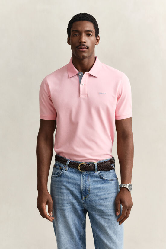 Polo en coton piqu&eacute; contrastant