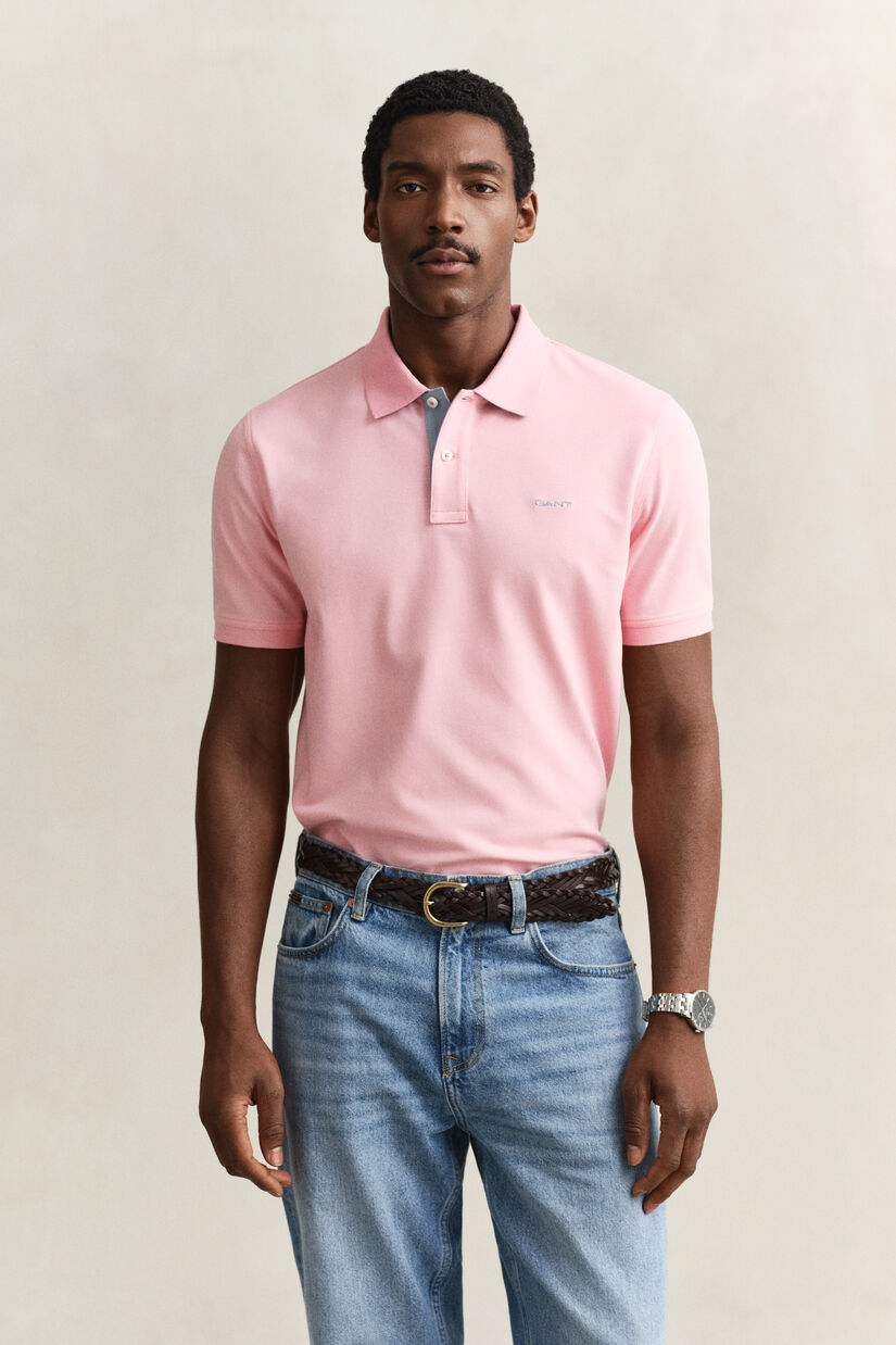 Polo en coton piqu&eacute; contrastant