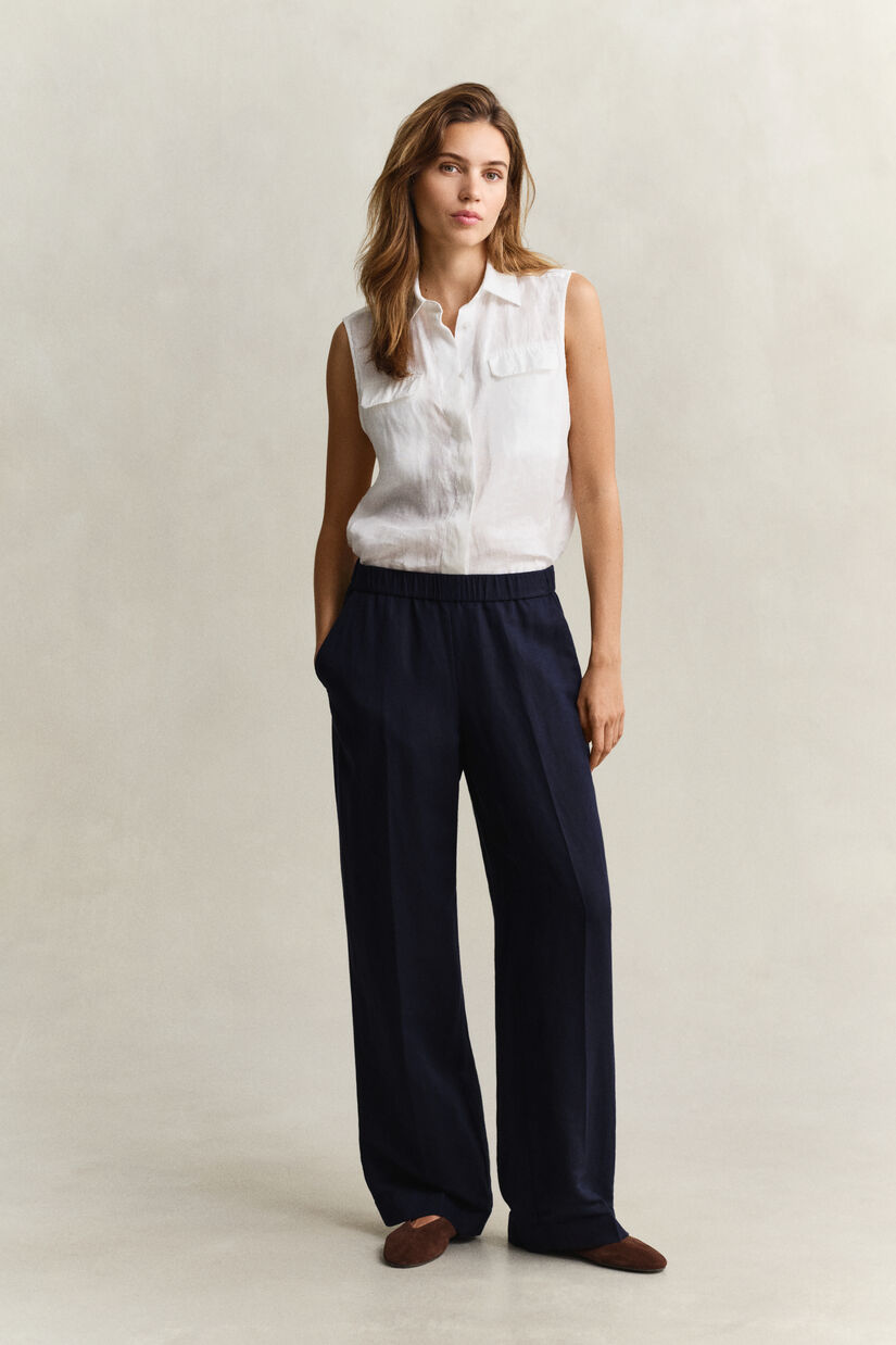 Pantalon en lin m&eacute;lang&eacute;