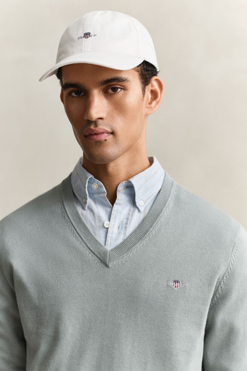 Pull col V en coton classique