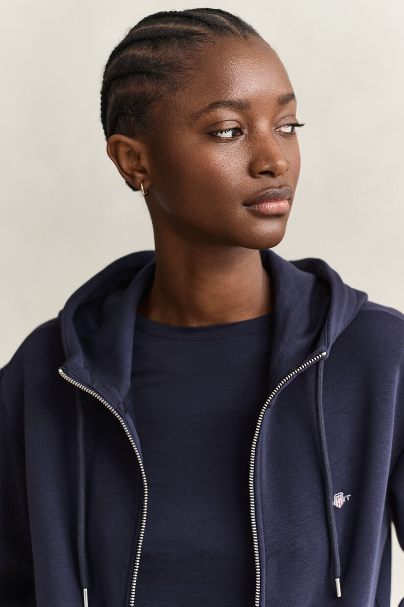Sweat &agrave; capuche zipp&eacute; avec &eacute;cusson