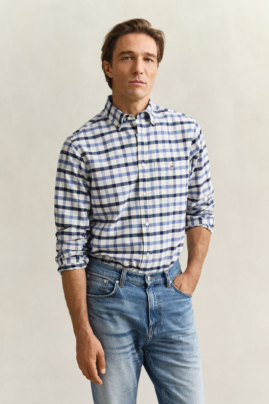 Chemise coupe regular en coton Oxford &agrave; carreaux