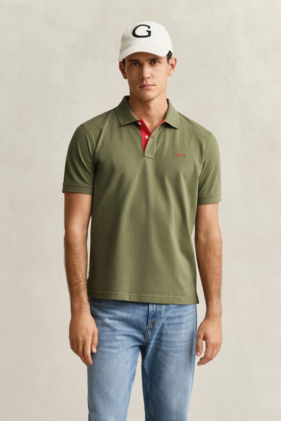 Polo en coton piqu&eacute; contrastant