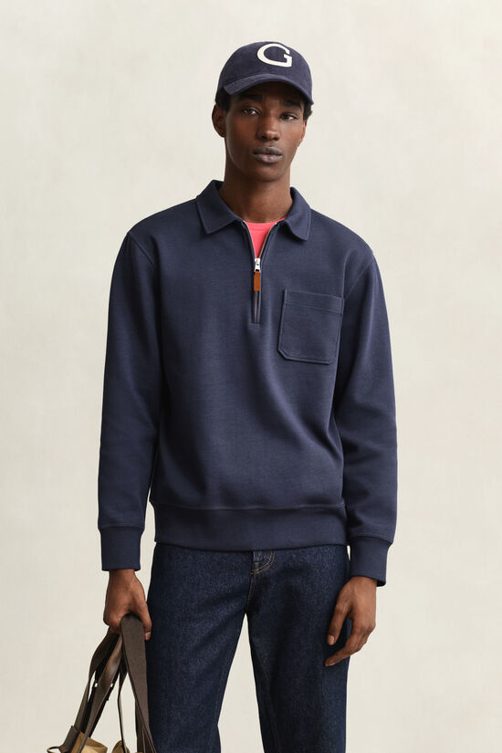 Sweat-shirt &agrave; demi-zip en jersey romanite