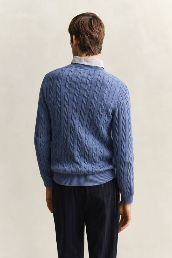 Pull col rond en maille de coton torsad&eacute;e