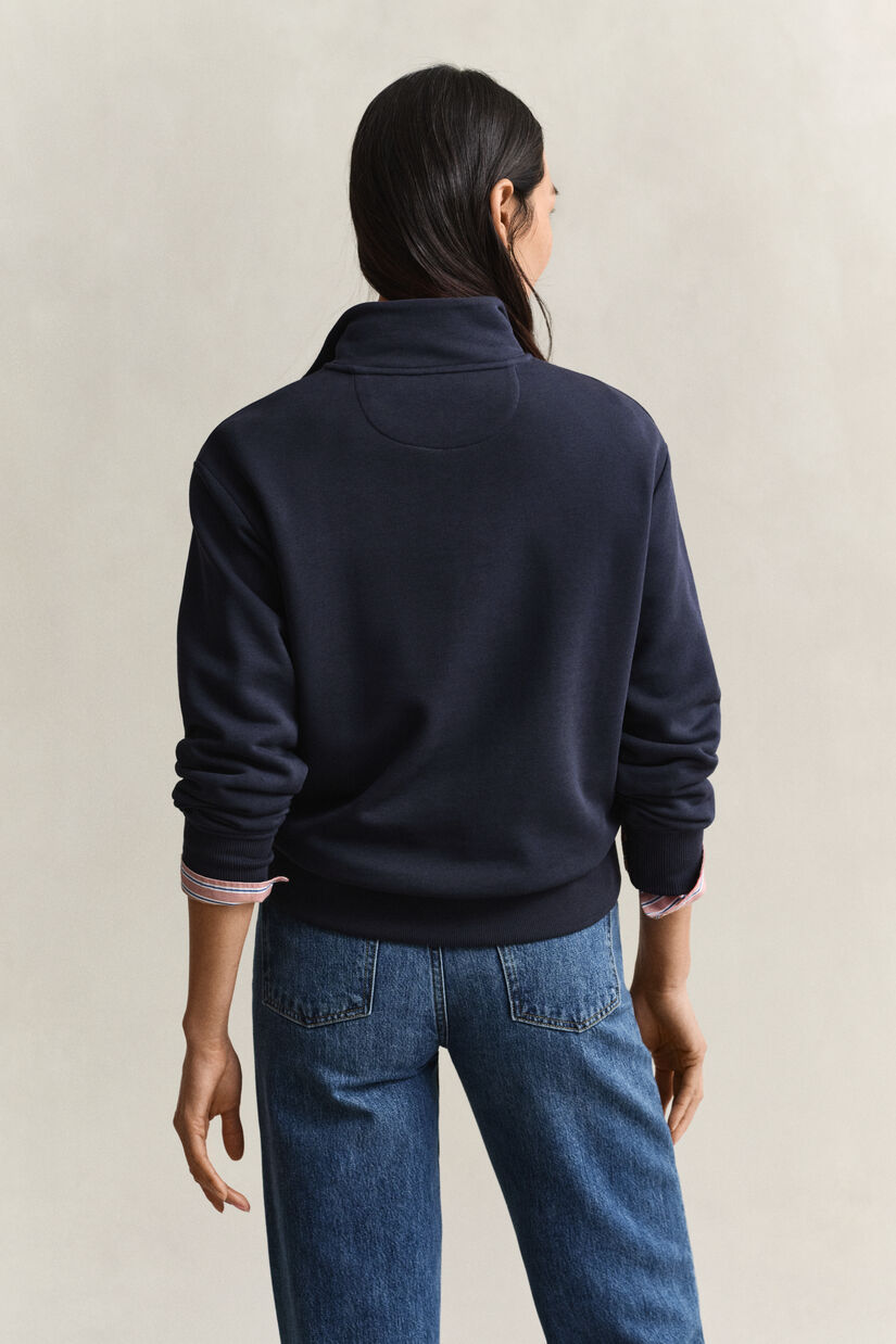 Sweat-shirt &agrave; demi-zip avec &eacute;cusson