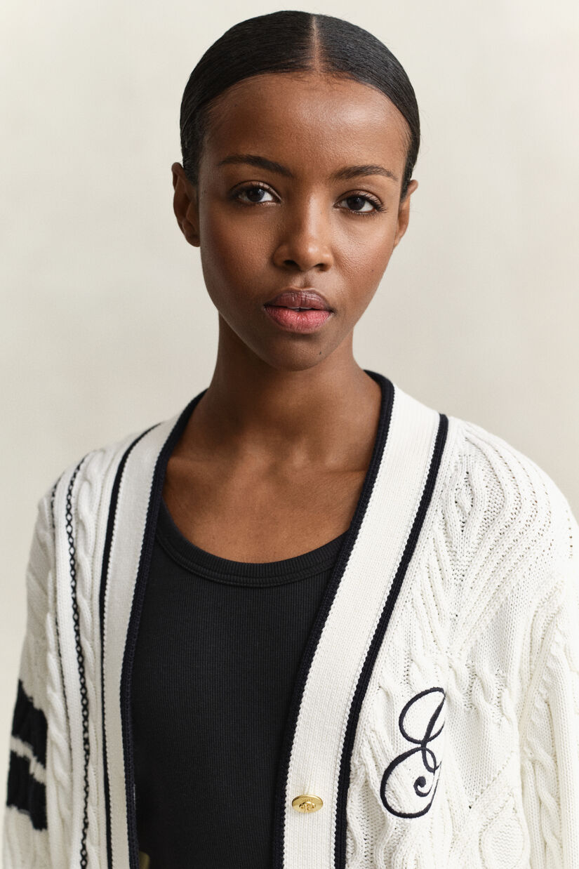 Cardigan Varsity de Gant en maille torsad&eacute;e