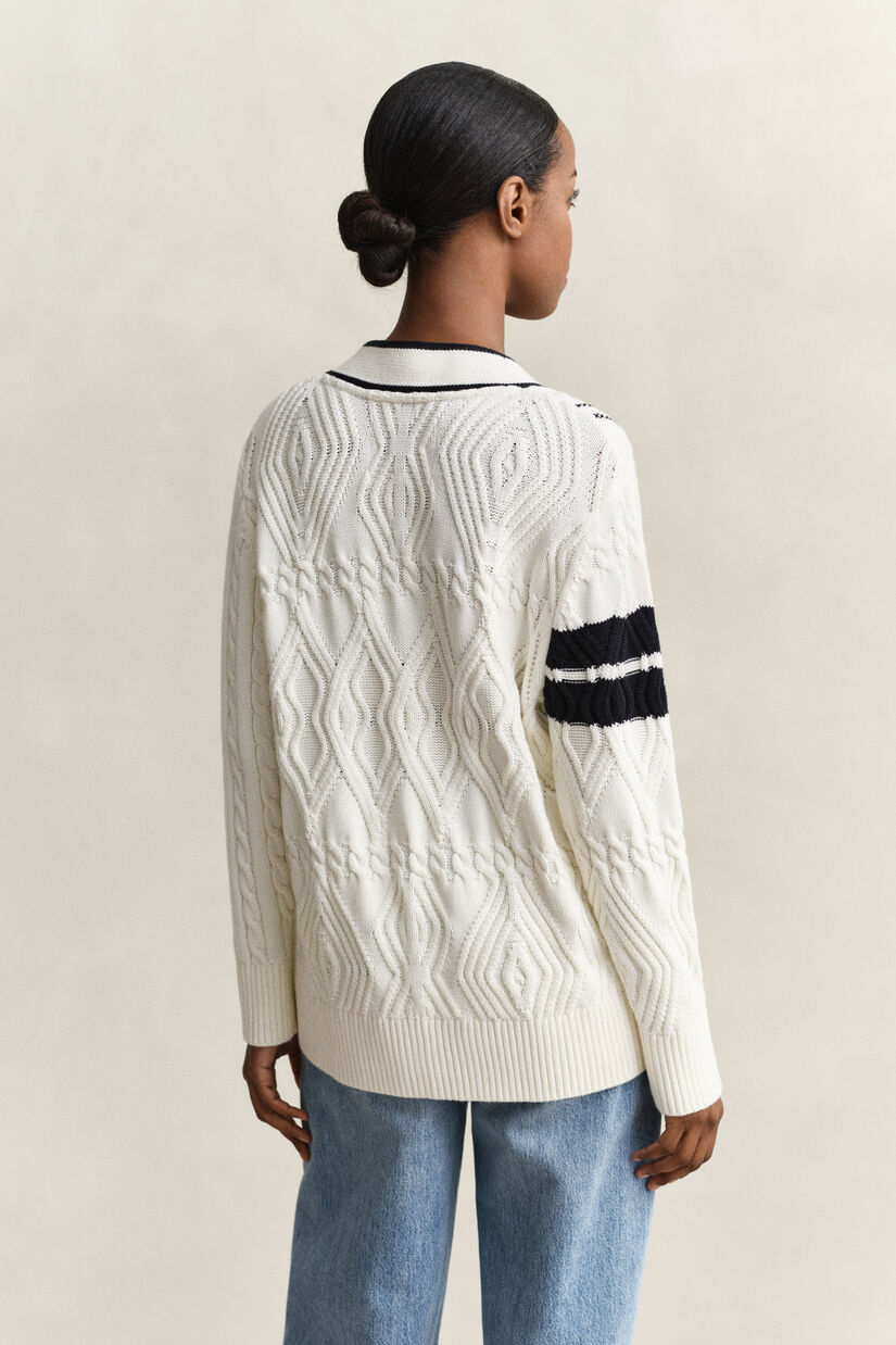 Cardigan Varsity de Gant en maille torsad&eacute;e