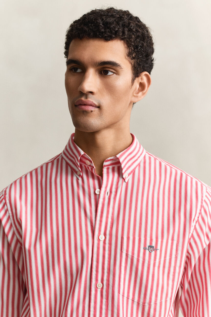 Chemise en popeline &agrave; rayures classique