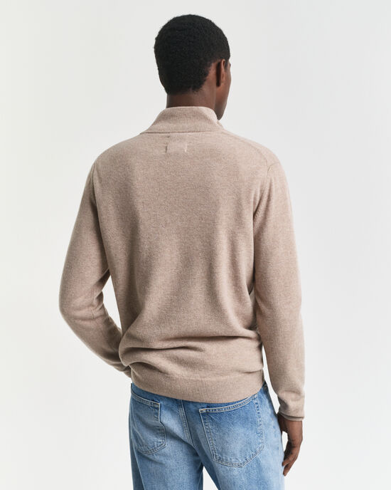 Pull &agrave; demi-zip en laine d'agneau ultra-fine